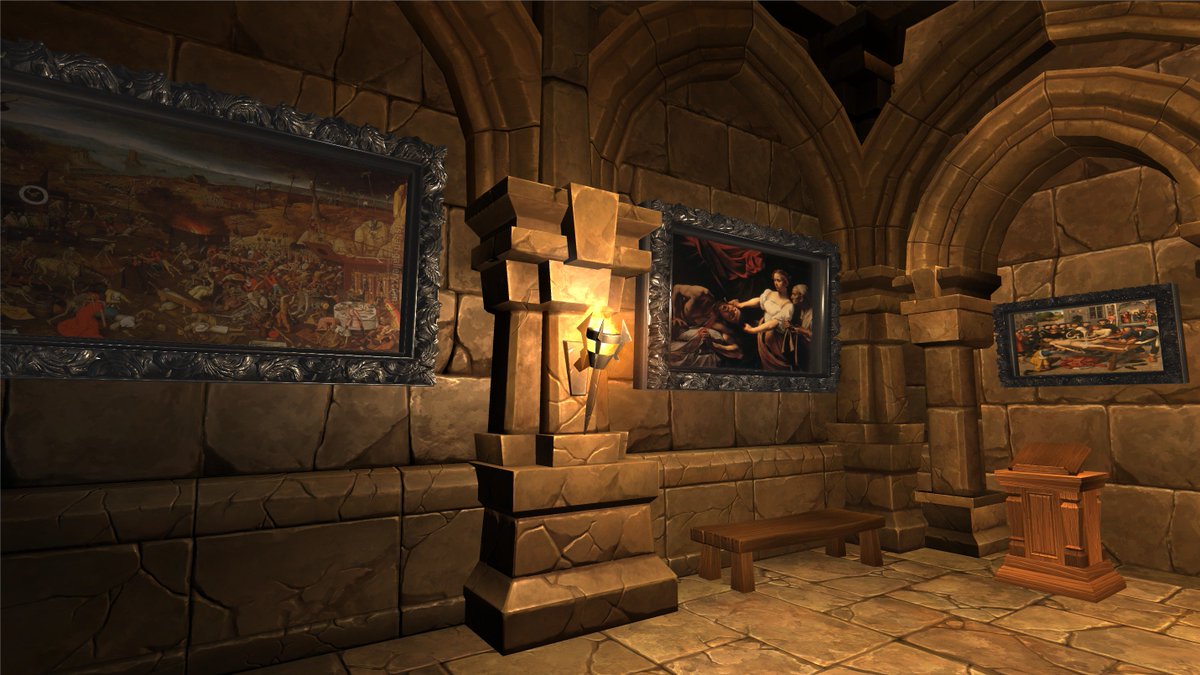 PersephoneChair's tweet photo. This afternoon I started work on The Gallery Puzzle. This is going to be an unpleasant room... (and I will be finding an image without a copyright burn on it!) #ButArtThough #GameDev #Holofernes #Caravaggio #Culture https://t.co/jK41T8vqRn