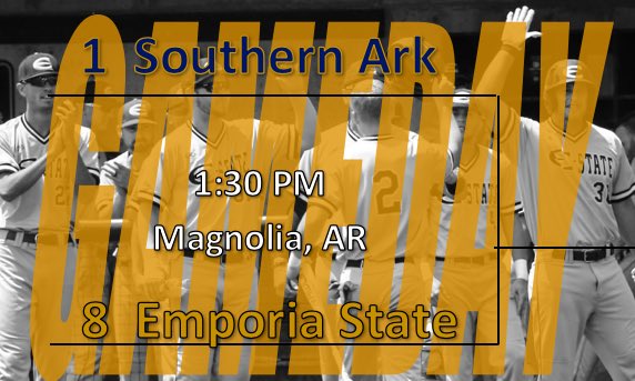 ESUBaseball's tweet photo. #GAMEDAY
1st round of the Central Regional 
⚾️ at Southern Arkansas
⏰ 1:30 CDT
📍 Magnolia, AR
#AddToTheLegacy https://t.co/JF1BMjtd2w