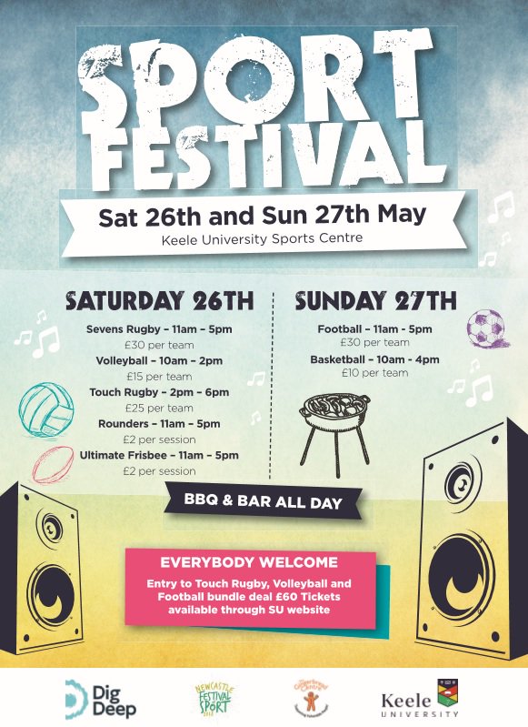 Fancy taking part in this years Sport Festival at Keele University? On Saturday 26th and Sunday 27th May.  BBQ and Bar availible all day and multiple fixtures for multiple sports.  Submit a team here: keelesu.com/events/6033/37…
Ill see you there! Anyone welcome!
