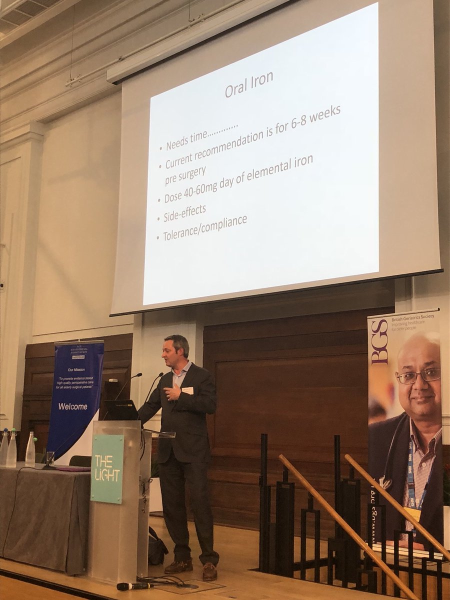 AgeAnaesthesia's tweet photo. Dosing for oral iron is often prescribed at too higher dose. Reduced side effects, improved compliance and be if it at 40-60mg every other day! #BGSconf #AAAPOPS https://t.co/rJ0oZNwcwq
