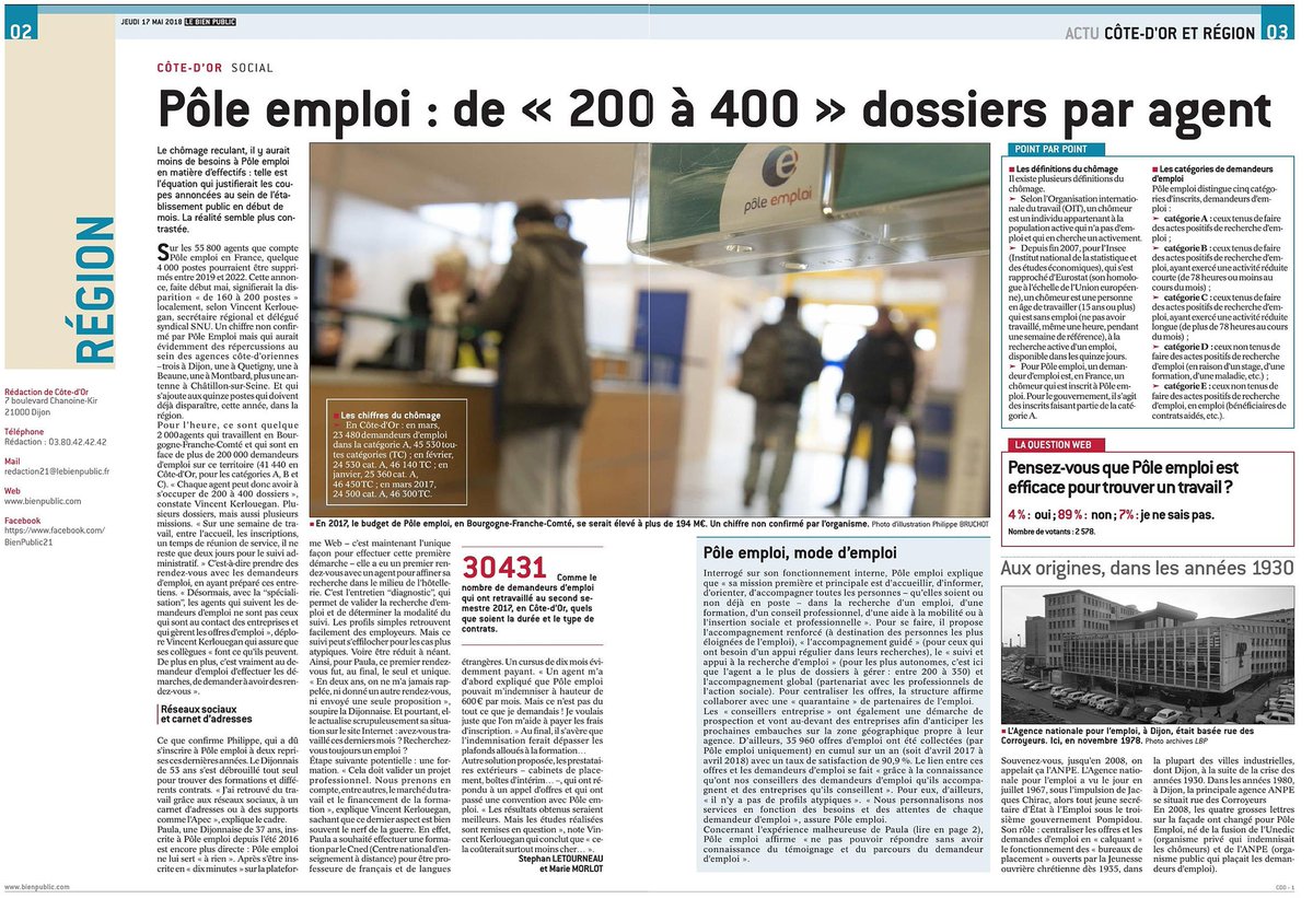 SnuBFC's tweet photo. Article du Bien Public sur @pole_emploi avec Vincent Kerlouegan du @SnuPoleEmploi @PresseFSU #22mai #avecPoleEmploi #chomage #servicepublic https://t.co/3QH3YBmqHp