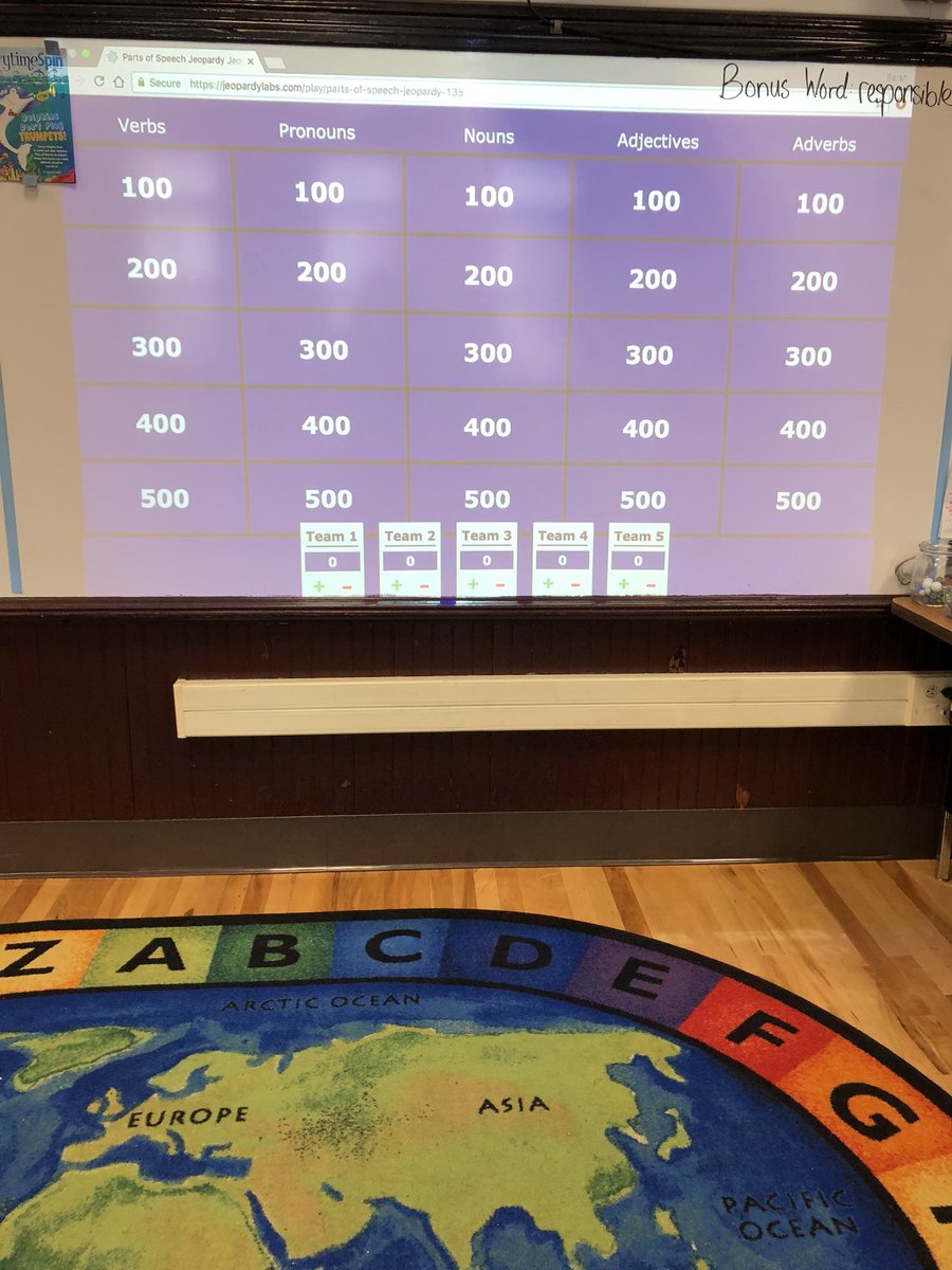 MsWalmsley's tweet photo. Parts of speech jeopardy! Nothing better than a little friendly competition. And books for prizes! https://t.co/KzZRHcw5sh