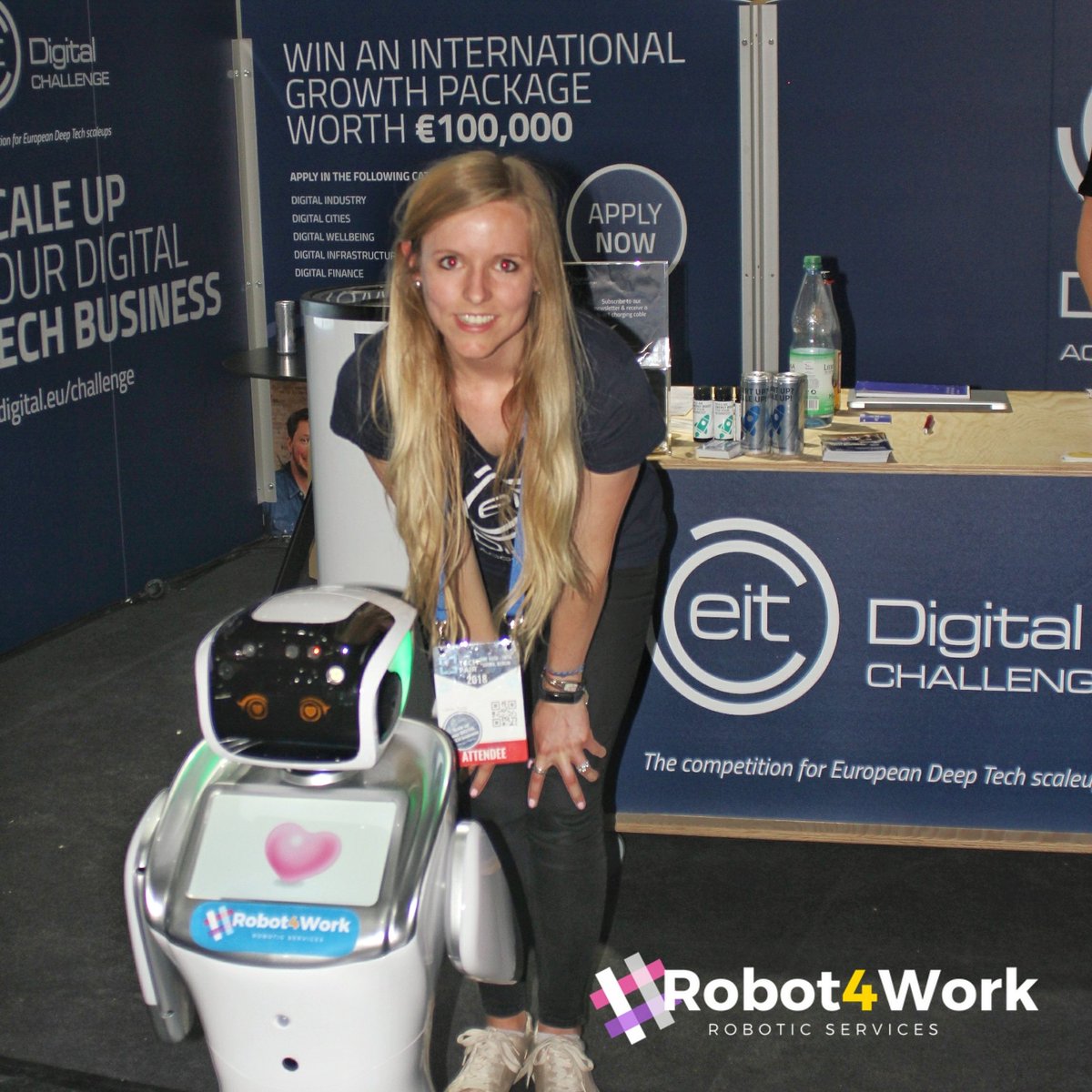 robot4work's tweet photo. #Robot4Work visited @EITDigitalAccel ♥️ booth @ #ctf2018 #cubetechfair #Robots #AI #Robotics #MachineLearning #DeepLearning #IoT #DataScience #BigData #robot #startups #ArtificialIntelligence #Autonomous 🎉 #berlin #eitdigital https://t.co/YDsIMqf9N9