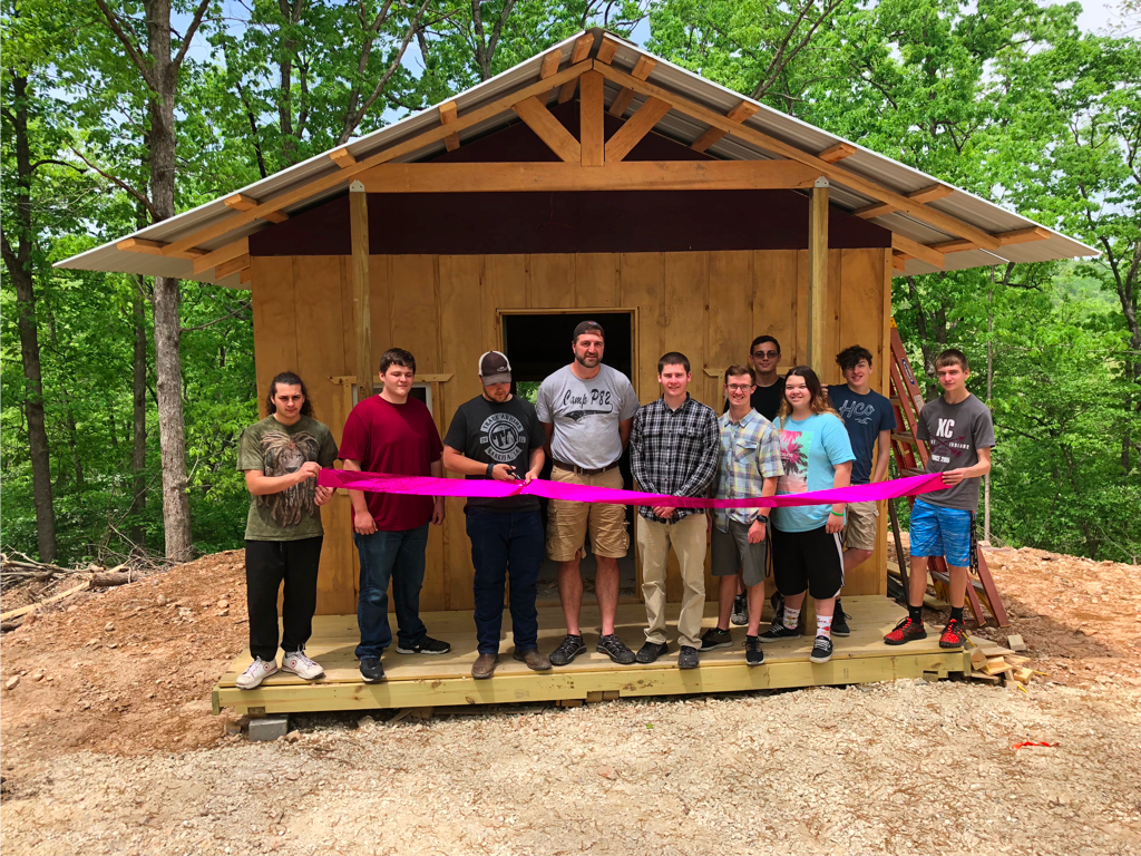 SOTOHighSchool's tweet photo. Great to see our woods technology class building strong community ties! Cabin for Camp P82. https://t.co/ywP6mgOGDm
