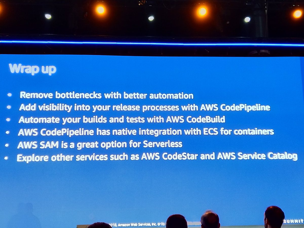 TenthDStudio's tweet photo. #awssummit aws además provee pipelines para auto deploy de código usando containers. Lo cierto es que aunque no uses aws, esto deberíamos hacerlo todos! https://t.co/SOQQiiCcb8