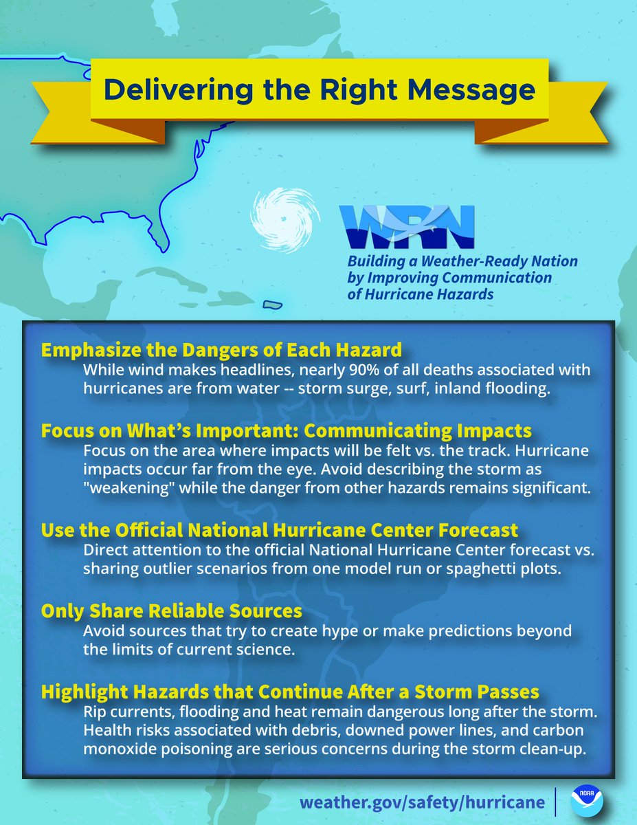 NWS's tweet photo. Scary-looking computer model runs on social media may be tempting to share, but take a moment to consider the source. Sharing info from reliable sources like the @NWSNHC, is just one way we can work together towards delivering the right message this hurricane season. https://t.co/mSjA0v3jng