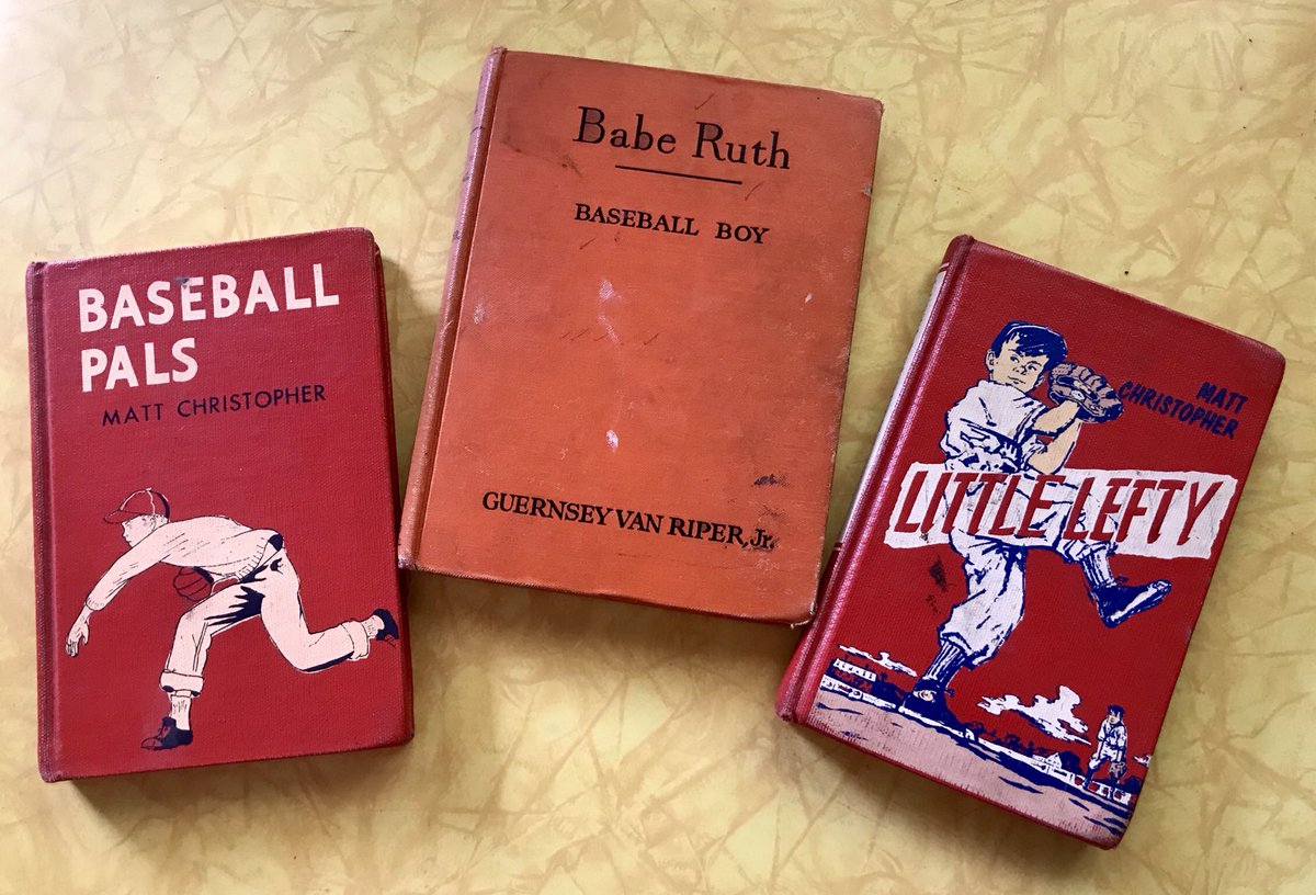 mattresstagging's tweet photo. My mom bought these used books for me when I was a little kid & that’s how I discovered baseball. At the time, they looked old & dirty & I didn’t want to read them. I probably read each one 25 times. Now they look old & dirty & I cherish them. #baseball #mattchristopher #baberuth https://t.co/7UEuWe6rKp