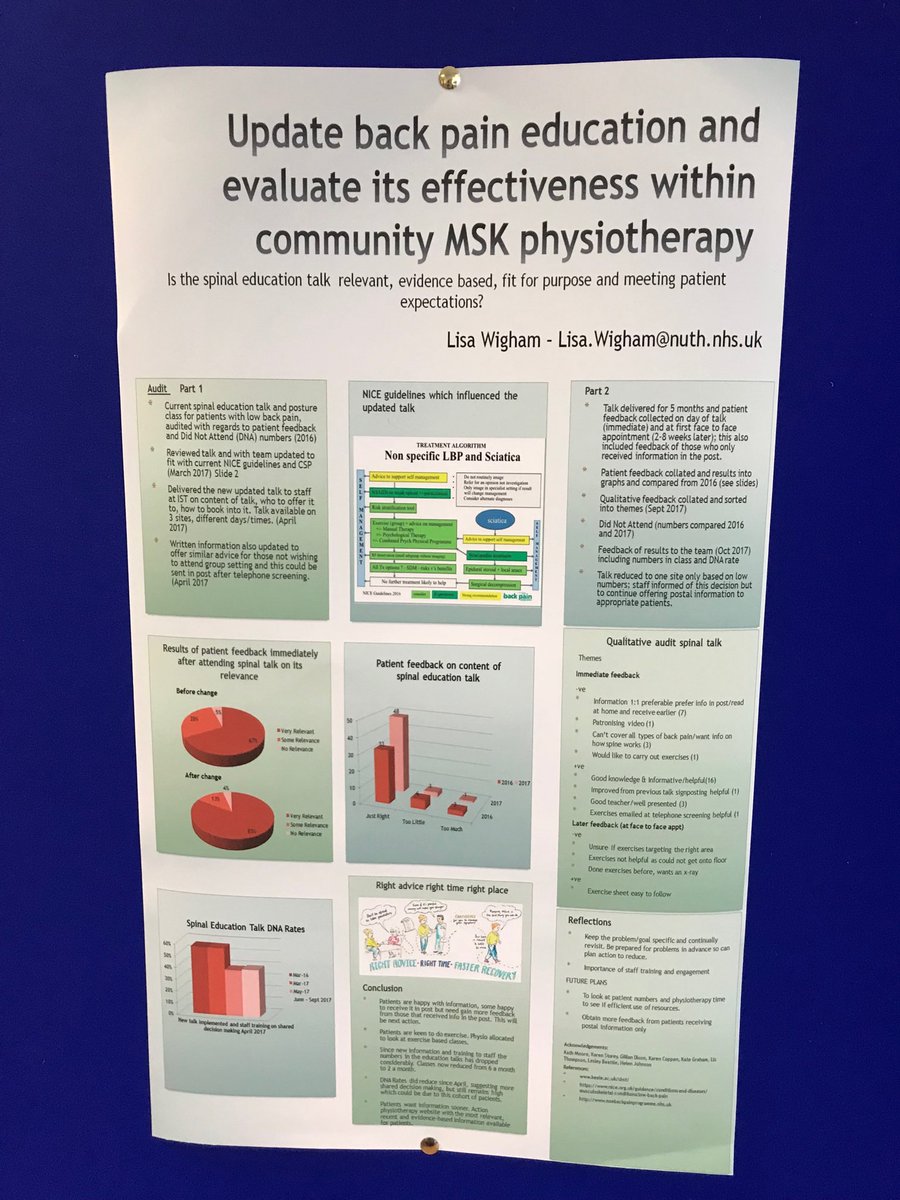 barbara_tait's tweet photo. Lisa Wigham an update on back pain education poster #TherapyConference @NewcastleHosps https://t.co/S129aDupmZ