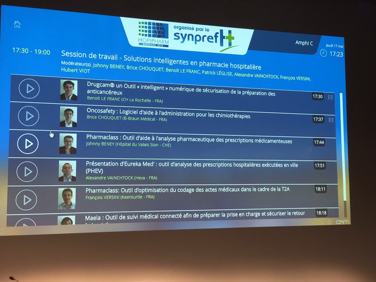 HEVAWEB's tweet photo. En direct d’#Hopipharm18 #Bordeaux pour la session « Solutions Intelligentes en Pharmacie Hospitalière » : @vainchtock présente #EurekaMed #PHMEV #OpenData https://t.co/YqZ1Xzdc5f