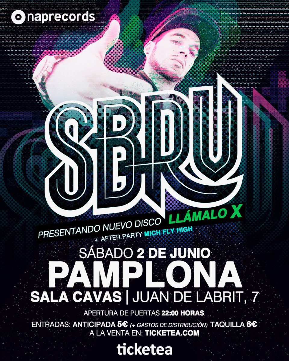 El próximo sábado 2 de Junio presento en la Sala Cavas de Pamplona mi último trabajo en solitario #LlamaloX
Me acompañará @lebron_oficial al micrófono.

Entradas disponibles en ticketea.com

#Sbrv #LaSerpienteDeLaCesta #Rap #RapEspañol #HipHop #HipHopEspañol #Pamplona