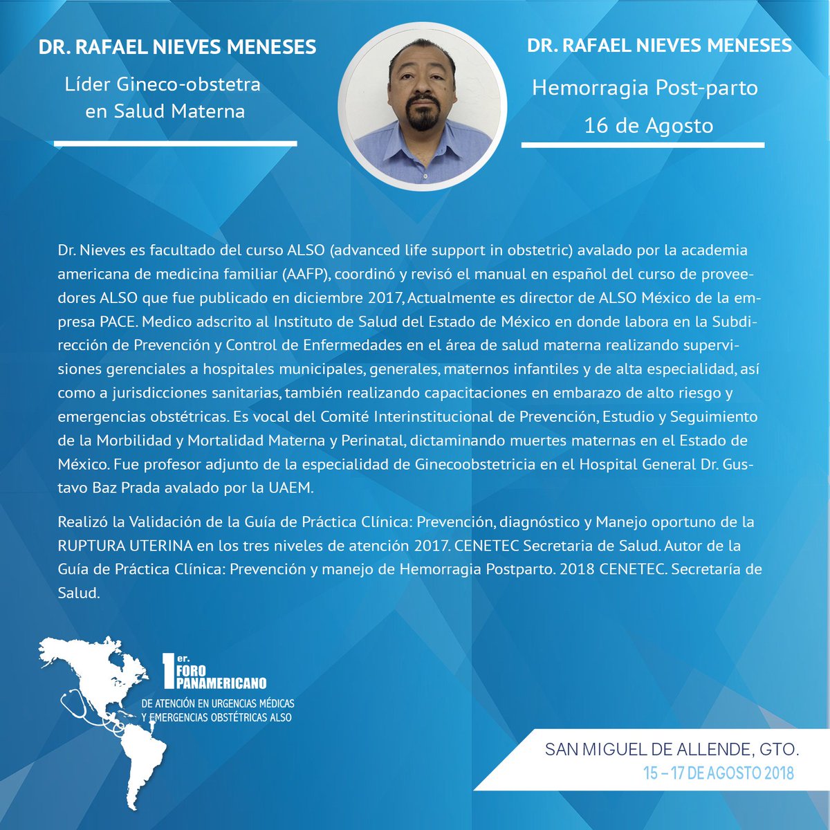 Líder Ginecobstetra, el Dr. Rafael Nieves, facultado del curso ALSO avalado por la AAFP. Actual Director de ALSO México nos acompaña en nuestro 1er Foro Panamericano PACE. ¿YA RESERVASTE? goo.gl/NJ5HL8 #SomosPACE