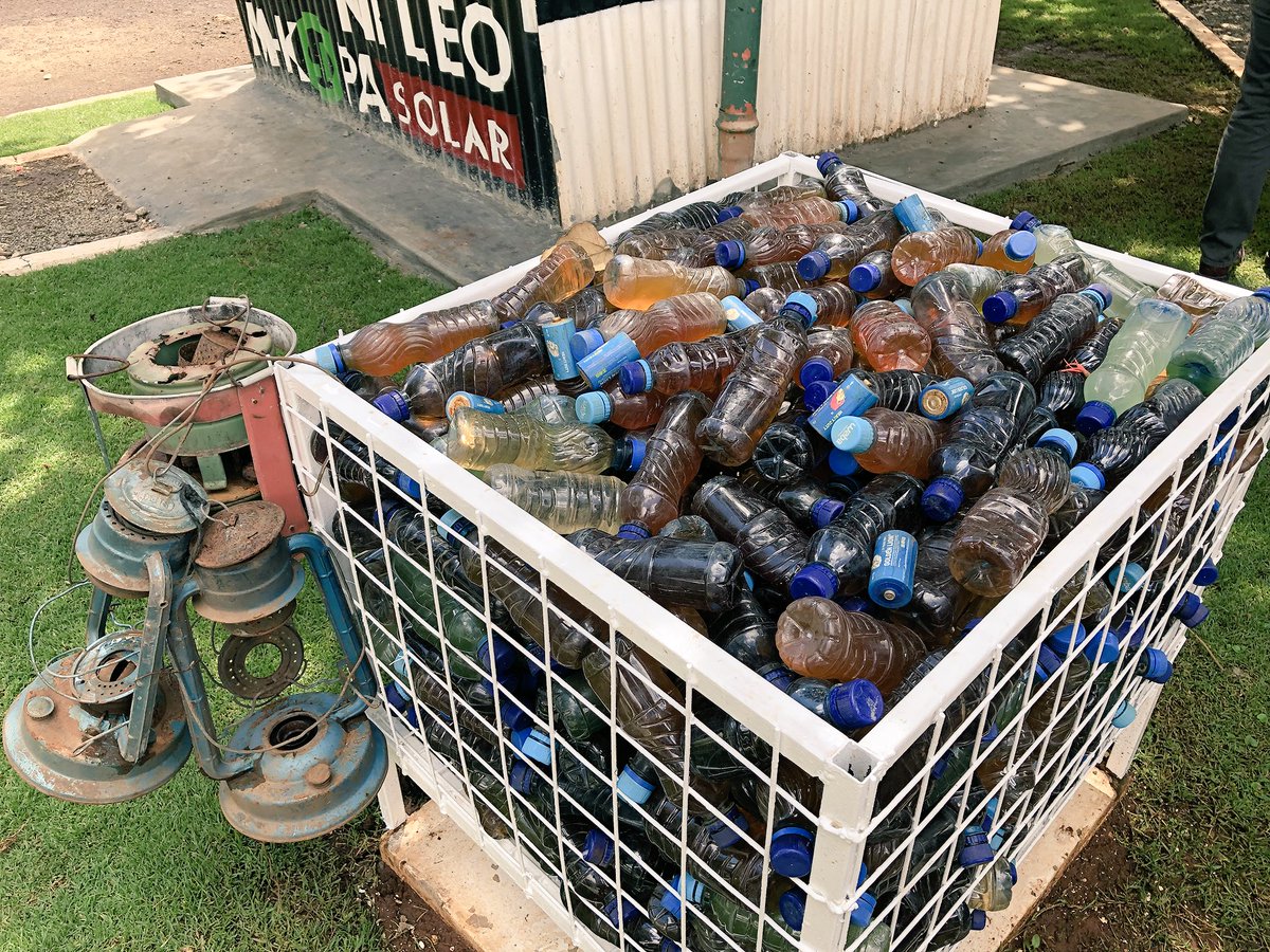 Miyeh's tweet photo. The amount of kerosene, plastic bottles and batteries saved each year when a consumer switches from kerosene lamps to the 4-light home solar system from @mkopasolar. Also less pollution. #cleanenergy. https://t.co/Ylm1KJaJml