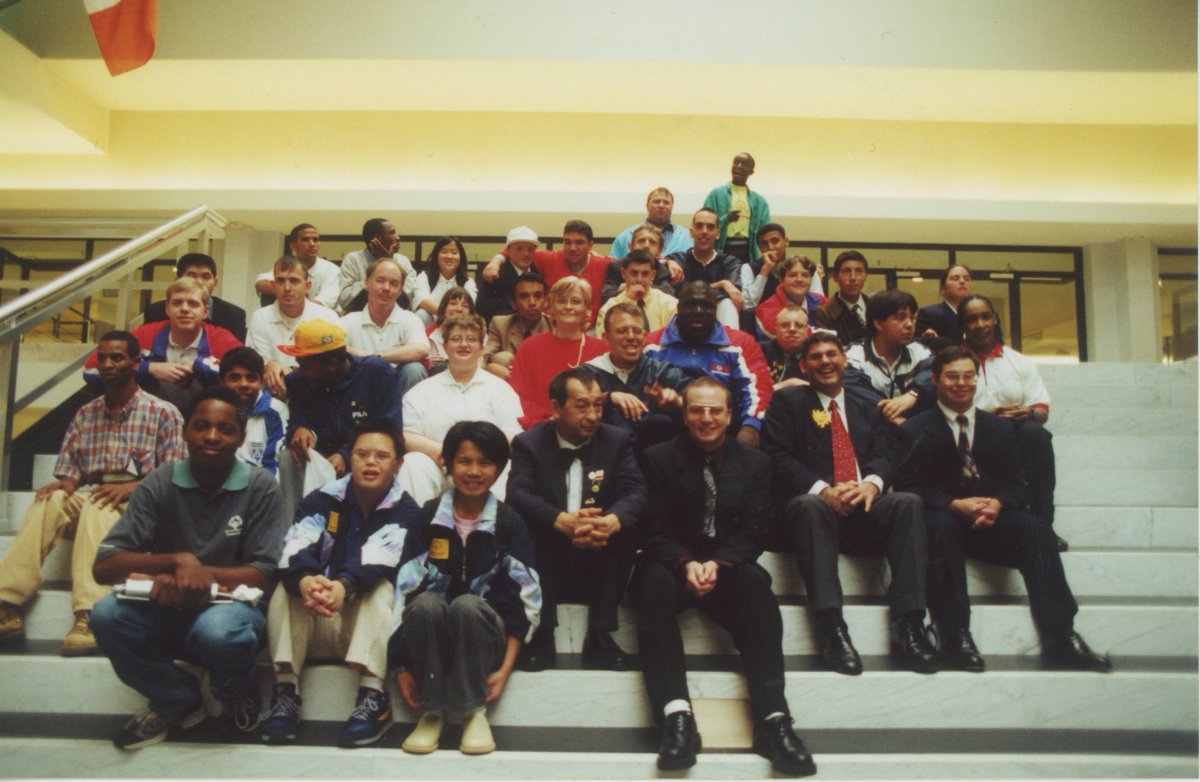 SpecialOlympics's tweet photo. Despite differences in language &amp; culture, on this day in 2000 athletes from every @specialolympics region are brought together to exchange ideas &amp; strengthen our movement at the 1st ever Global Athlete Congress held in The Hague, Netherlands. #SpecialOlympics50 https://t.co/5bdIs13v5Z