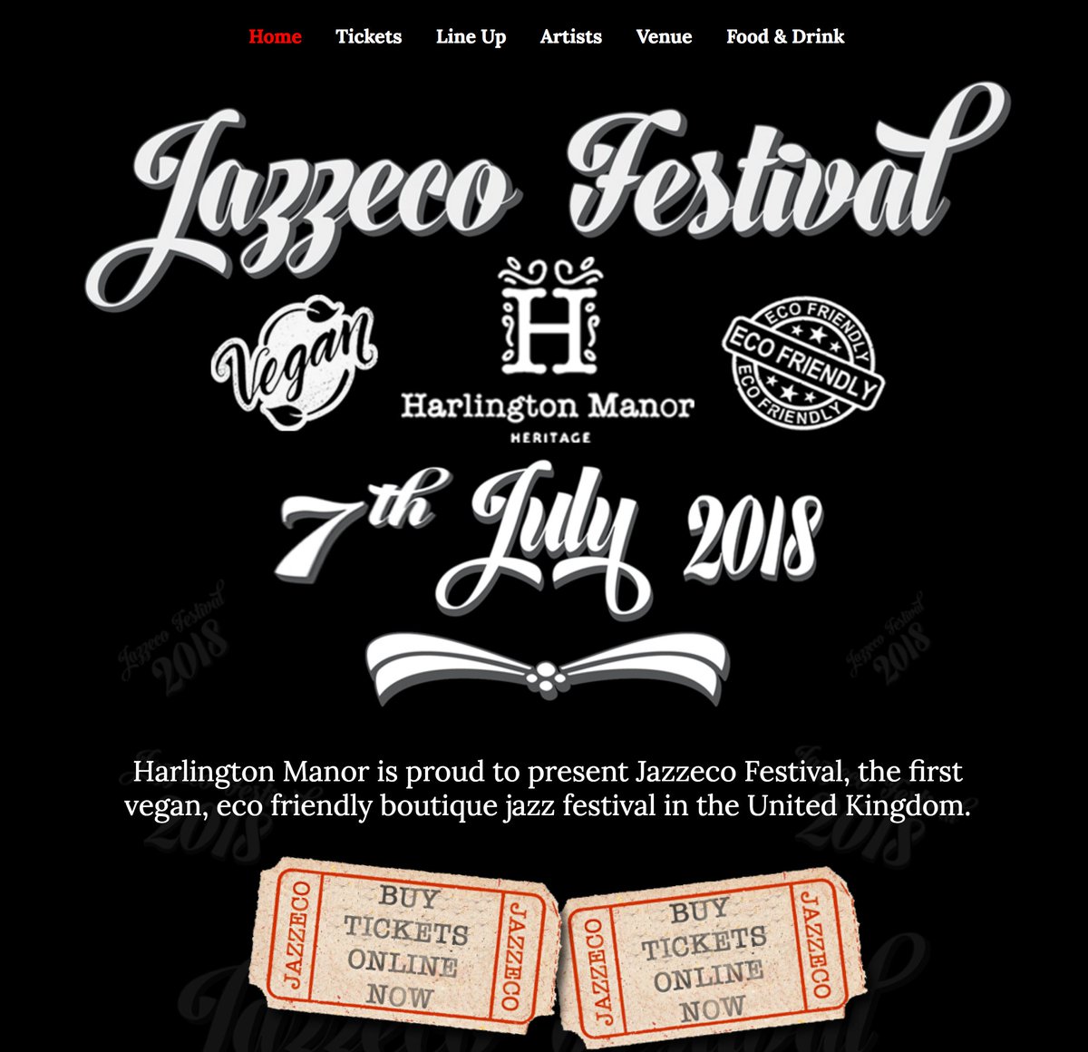 Harlington Manor is hosting Britain's first vegan, eco-friendly boutique jazz festival on 7 July. Find out more at manorjazz.com