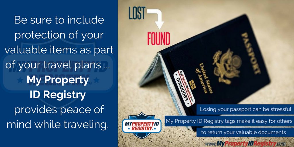 The last thing you want to deal with while on vacation is the stress of recovering lost or stolen items.  You won’t find a more simple, affordable & effective system ~ check out MyPropertyIDRegistry.com for more info #TravelProtection #Vacation