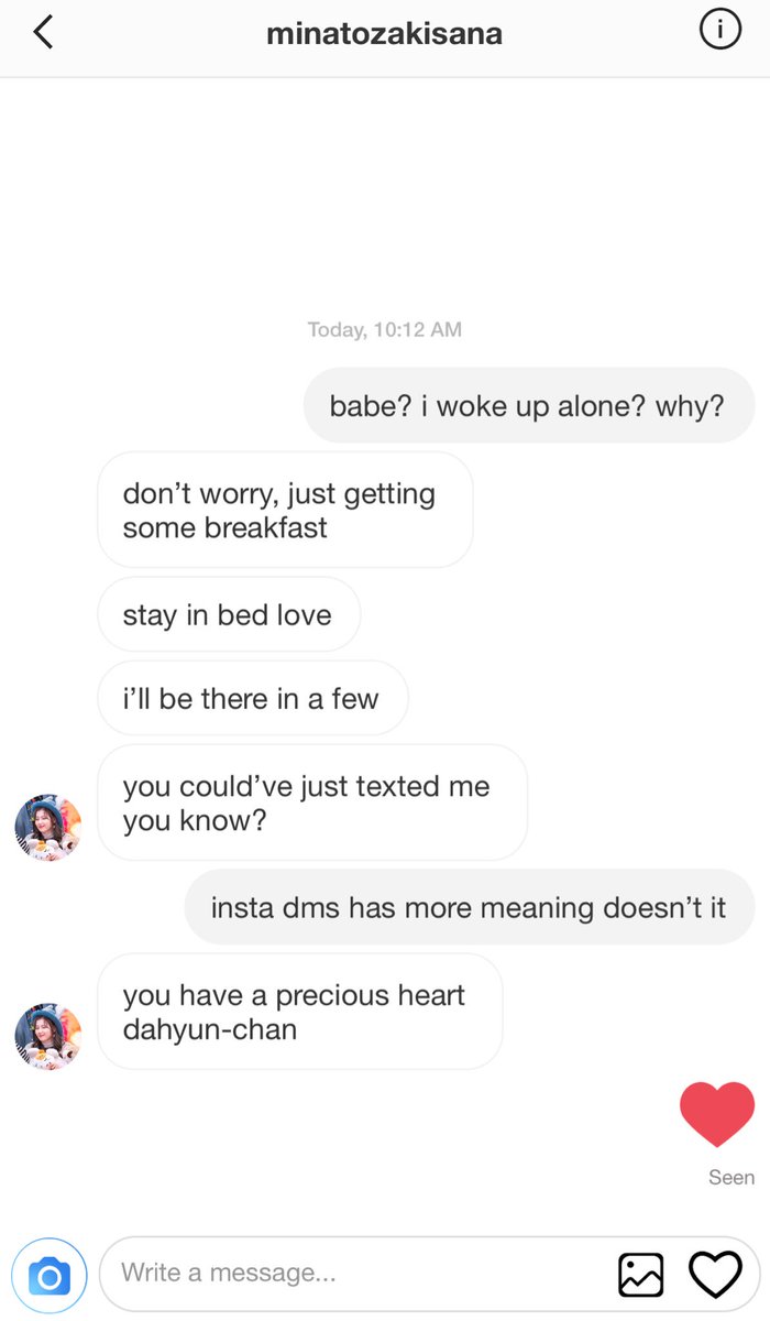 “Thank you,” Sana said with a genuine smile. “I would understand if you’re uncomfortable with the attention, I can leave you alone-““Don’t worry, I don’t mind. I like being around you.”“I like being around you too,” Sana whispered out. “Recommend me some good food from here?”