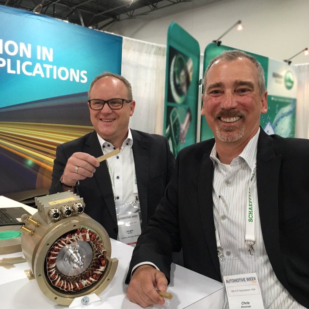 VictrexAuto's tweet photo. If you haven't checked out our APTIV film insulation solution for e-motors, come and see it. We're still @CTI_symposium in Novi today, stop by booth #33 if you're looking for high-performance, efficient thermoplastic solutions in your powertrain! #PEEK #CTIAutoWeek #cti_sym #EV https://t.co/AYl8YO8Gii