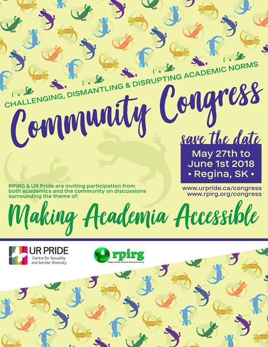 RPIRG's tweet photo. RPIRG and @urpridecentre are hosting our very own community congress alongside (but not affiliated with) the 2018 Congress of the social sciences and humanities from May 27-June1. find out more at https://t.co/hGoEOrK3UH  #CongreSSH #connectingtocommunity #accessinacademia https://t.co/TKu5C8gp96