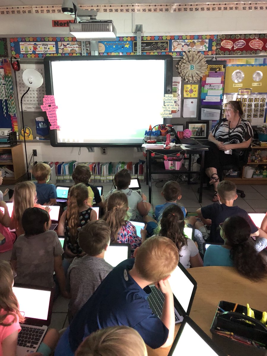 lesliewildman1's tweet photo. #sessharks cluster teachers extend thinking with Kahoot deep thinking for their Frindle novel study! #findingproof @VBGifted @KBarryin2 @SES_Principal #1:1 #engagement https://t.co/iBYr6tQkK3