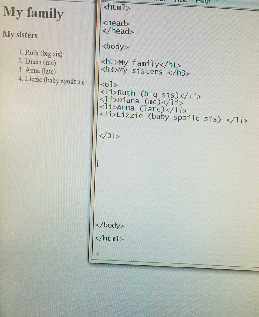 _deeyanah's tweet image. Im so proud of myself for someone who had zero knowledge of HTML. So from the unordered list i had to make an ordered list and even added 2 headings and brackets too hehehe 2018 #DidiLearnstoCode #coding101 #html