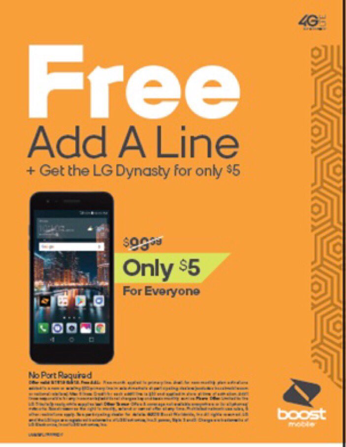 WesternBoost's tweet image. LIMITED TIME OFFER. 
Add line to an exciting $50 get second line for FREE! And get the LG Dynasty for Only! $5
Come see us at 1047 Western ave on S.Western and hawley next to the gas station. #boostnation @boostmobile