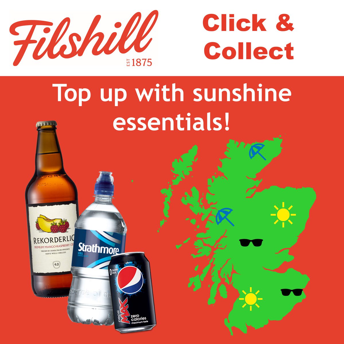 JWFilshill's tweet photo. Warm weather = sales opportunities. Forecast until Saturday is looking good across Scotland. Take advantage of our click &amp; collect service and top up on sunny essentials out with your regular delivery #sales #sun #click&amp;collect #wholesale https://t.co/yJbNndnFqt