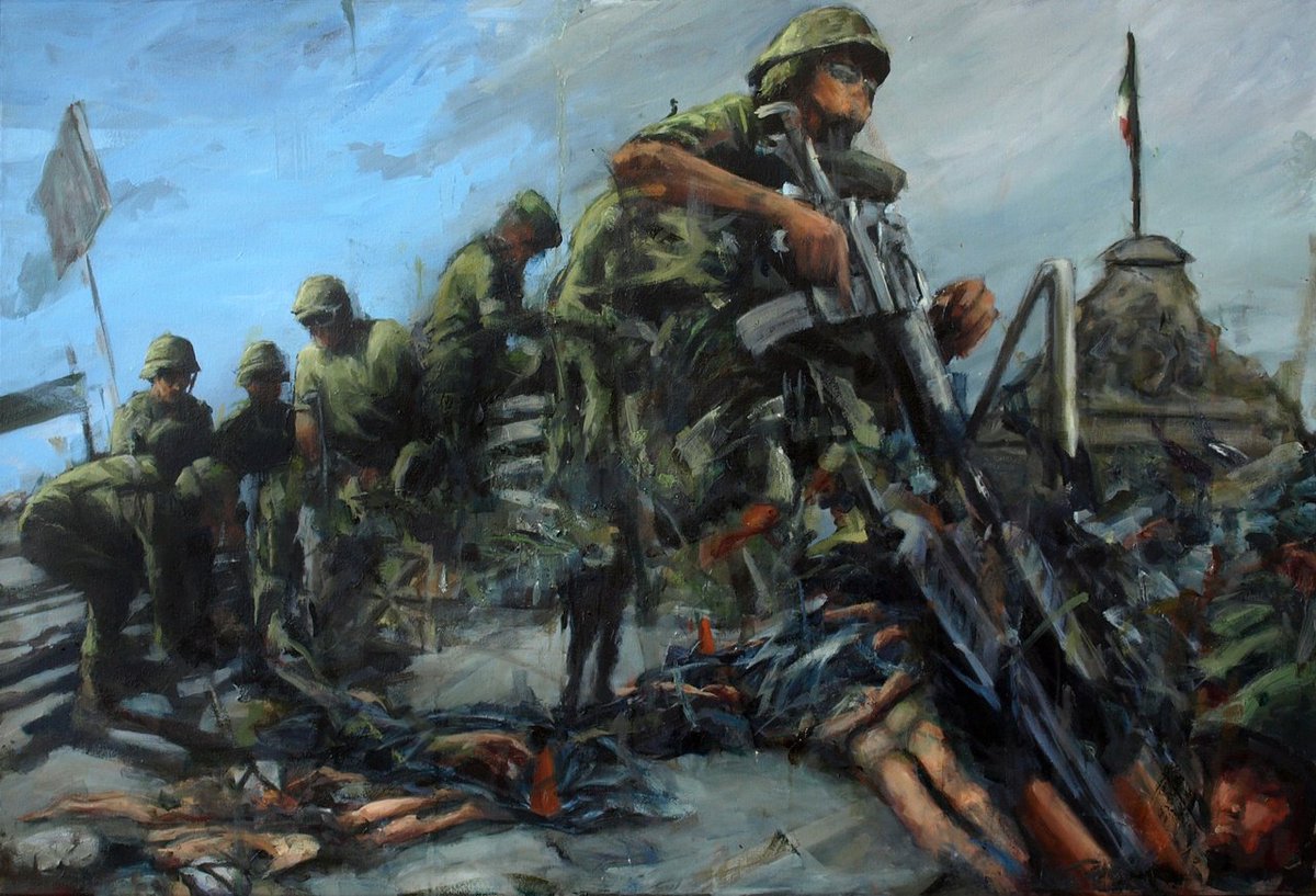 MofDP's tweet image. Antonio Chaurand's El Sexenio de la Seguridad is a commissioned piece for the #DrugPolicyMuseum in Mexico City. Featured from May 4-6, it reflects on the moment former President Felipe Calderón launched Mexico’s war on drugs by sending 6,500 troops into Michoacán.