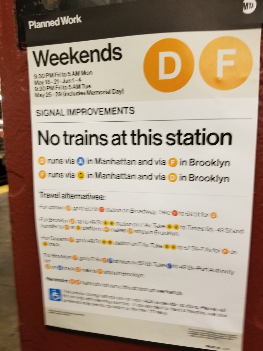 EDouglasWW's tweet photo. If you ever want to truly understand the anger of New Yorkers, imagine this: you spend years memorizing the subway lines and where they go and then every weekend the @MTA makes you read an entire manual to figure out how to get around. #FtheMTA https://t.co/wS2GDTVSt9