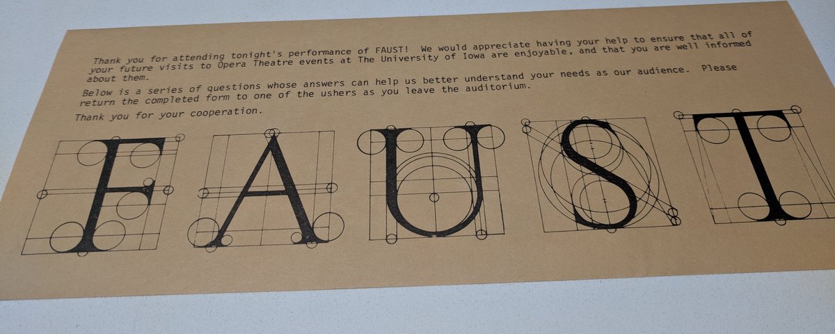 UIowamusiclib's tweet photo. A questionnaire from the UI SOM 1983 production of "Faust" - "In the future, what opera(s) would you enjoy attending at the University of Iowa?" #tbt #contemporaryopera! #LAmourdeloin #PNIMAinsinnere #legrandmacabre #saariaho #czernowin #ligeti
https://t.co/4GlZyEyU5c https://t.co/1lK3ZLarX6
