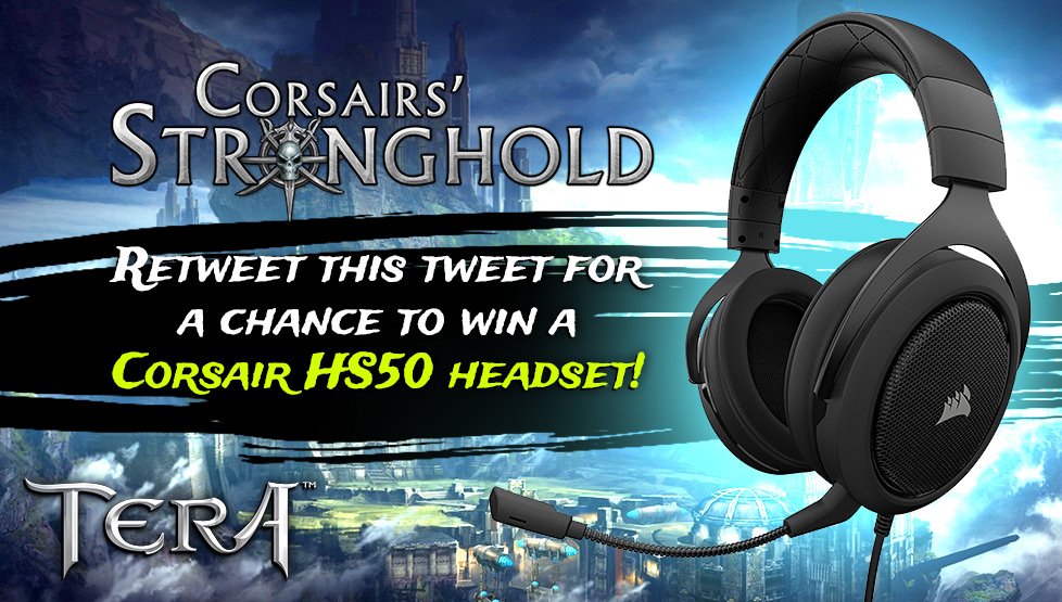 TERAConsole's tweet photo. Need a headset to talk to your team in Corsairs' Stronghold? RETWEET this tweet for a chance to win a @CORSAIR HS50 headset!

Winner will be drawn in 24 hours! #TERA #Corsair

Contest rules apply: https://t.co/7yohAQ4CFo https://t.co/bQkWfy20p5