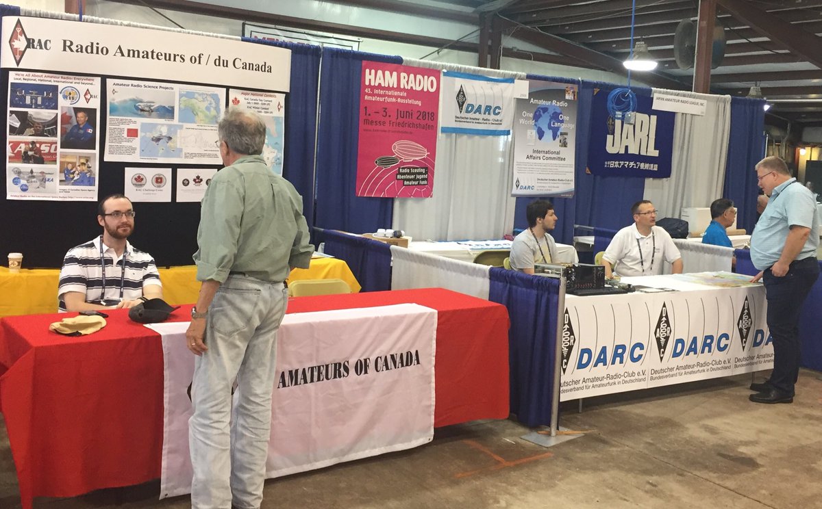 VE3XRA's tweet photo. Radio Amateurs of Canada set up and ready for #Hamvention starting tomorrow morning. Look for us in building 2 booth 2504. @RACTWEETS https://t.co/c5bVwoJGtB