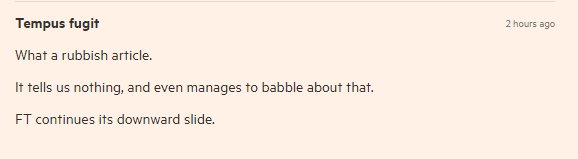 Some harsh feedback beneath a story of mine today (but if you follow the thread you'll see the reader and I made up in the end) ft.com/content/0fc798…