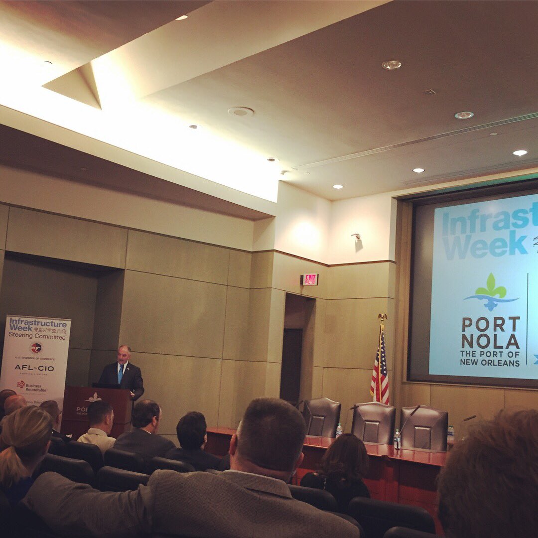 mattpbrick's tweet photo. "Future will not wait, and neither can we. It's time to build!" -@LouisianaGov
Explored the biggest issues facing our region & state alongside city & national leaders at #InfrastructureWeek Southeast Region Summit. Thanks @GNOinc!
#TimetoBuild #Louisiana #PortofNewOrleans https://t.co/hQqkBH7a1O