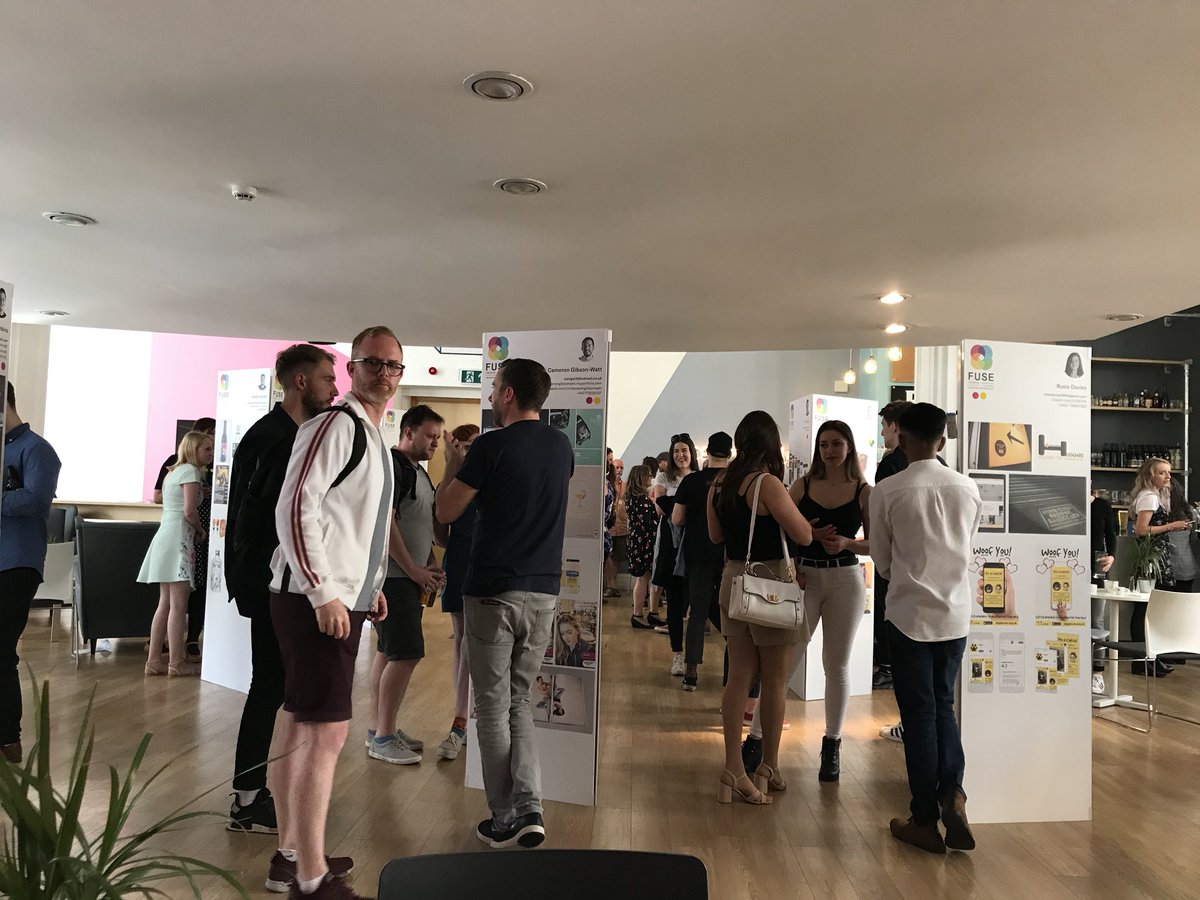 JadeTambini's tweet photo. Have had a great time at the @USW_FUSE grad show. Loved talking to Zoe Bann - so impressed with her Action for Hearing Loss campaign, watch out for Chris Devine’s awesome food app and loved seeing old faces Sabrul and of course the lovely Lee! #advertising #Cardiff https://t.co/zF43i9DGFL