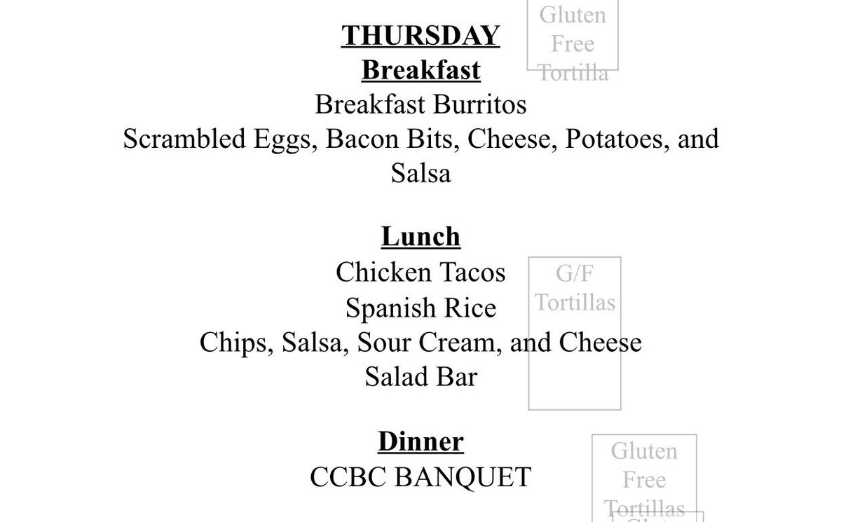 ccbcss's tweet image. Thursday's menu