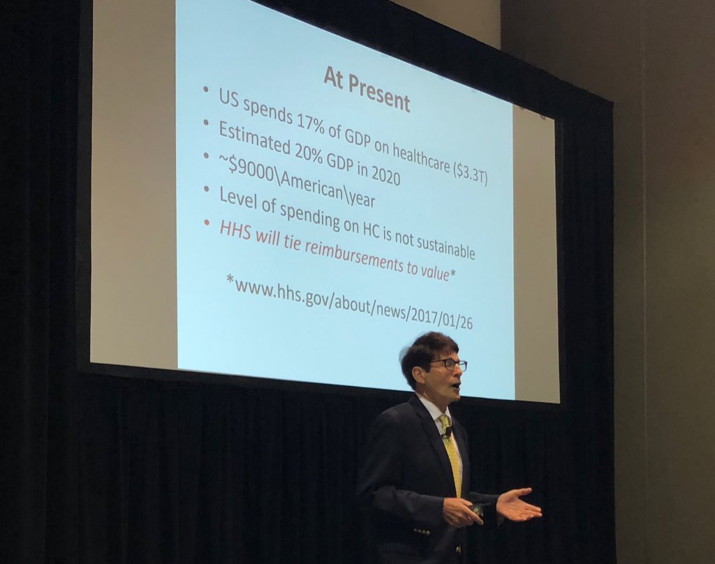 AmerUrological's tweet photo. Happening now at #PMC18, dynamic speaker @wizofneworleans addresses attendees on how to calculate value and be able to share that with patients and payers. #AUA18 https://t.co/wlC27CwBru