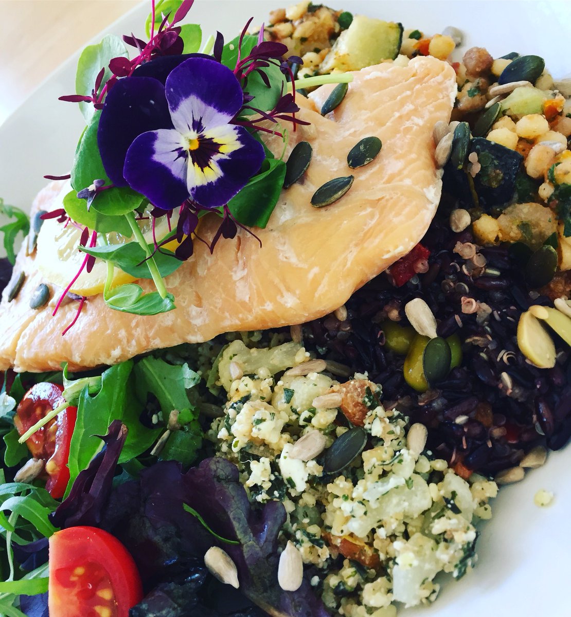 ☀️We have introduced some new summery items to our lunch menu. ☀️ Here is our healthy Salmon Salad making, its debut this weekend! #cafe #coffeeshop #bromley #bikinibody #summer #garden #salad #salmon #sundridgeparkvillage #lunch #brunch