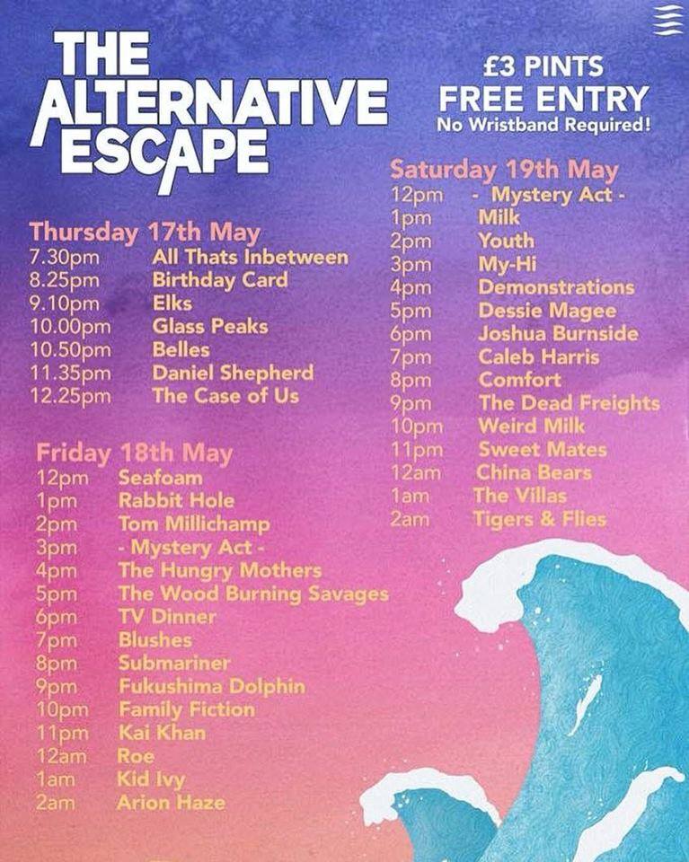 Anyone heading down to Brighton this weekend should check out whats going on at Crowns! Our pals <a href="/birthdaycardx/">𝑩𝑰𝑹𝑻𝑯𝑫𝑨𝒀 𝑪𝑨𝑹𝑫</a>, <a href="/seafoamtheband/">Mariam Asiedu</a>, <a href="/blushesband/">Blushes</a> and Milk will all be tearing it up as part of The Alternative Escape.