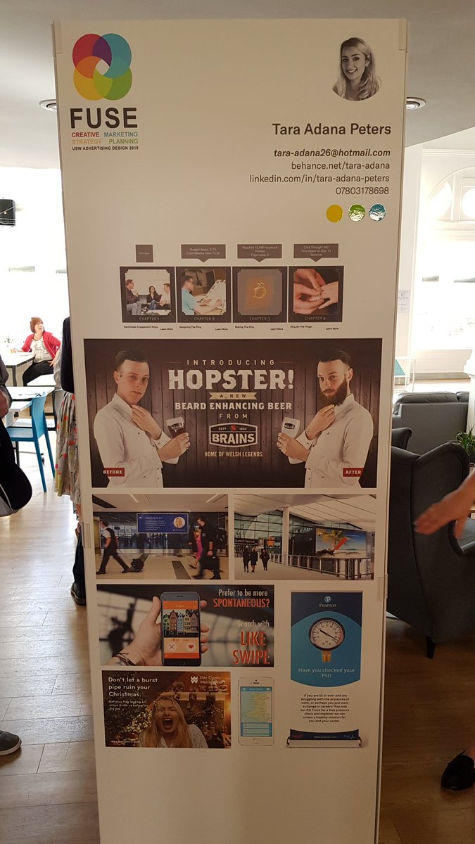 USWCreative's tweet photo. Just a few of many examples of amazing advertising work on show at @USW_FUSE! Congrats, all! 👏👏👏👏 #CardiffGradfest2018 https://t.co/XZsofzXbYr