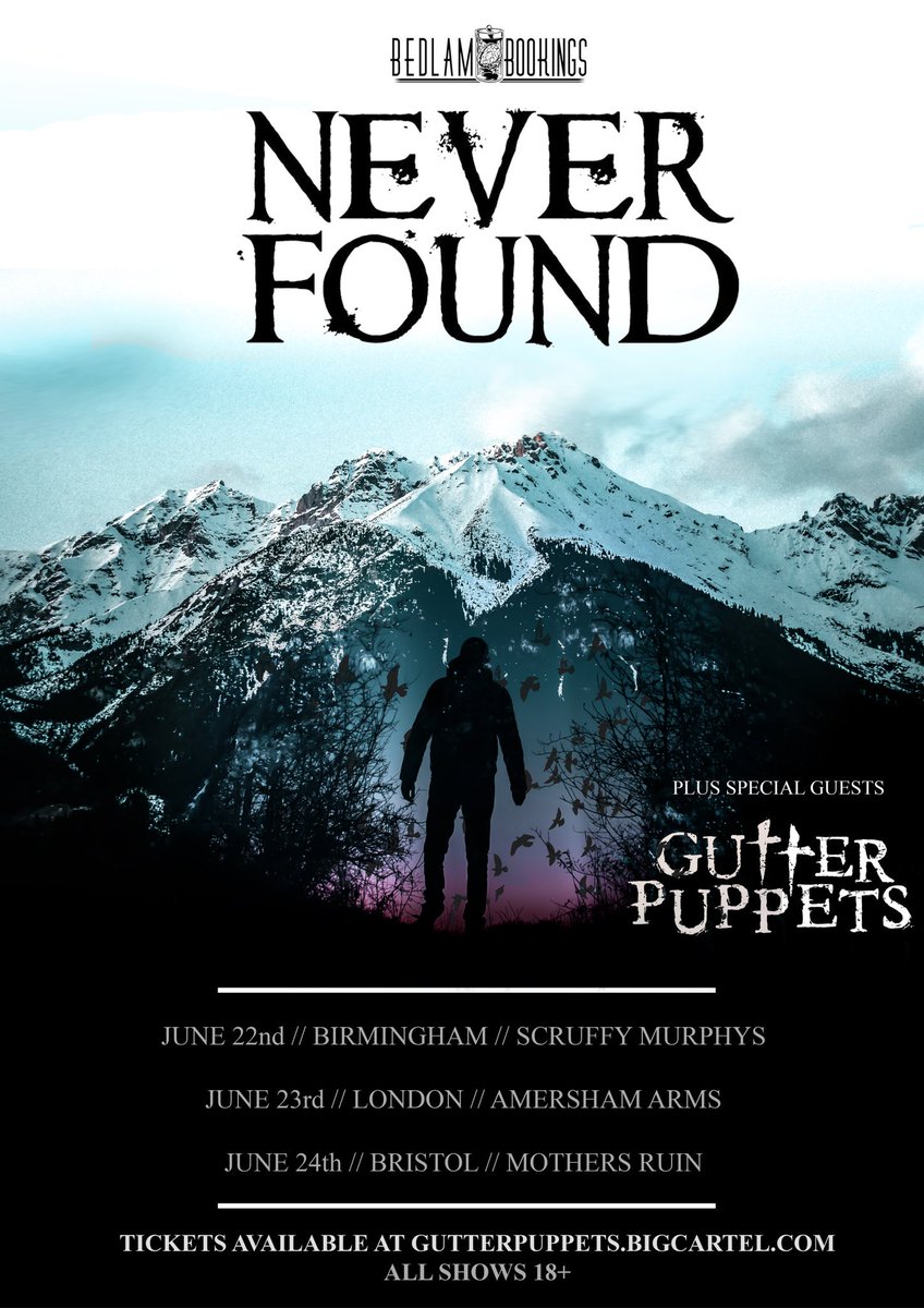 Thanks to @bedlambookings, we'll be hitting the road next month with our friends in @weareneverfound!
-
This will be our first time out of London, and our first dates under our new name! Gonna be a god damn rager!
-
gutterpuppets.bigcartel.com
