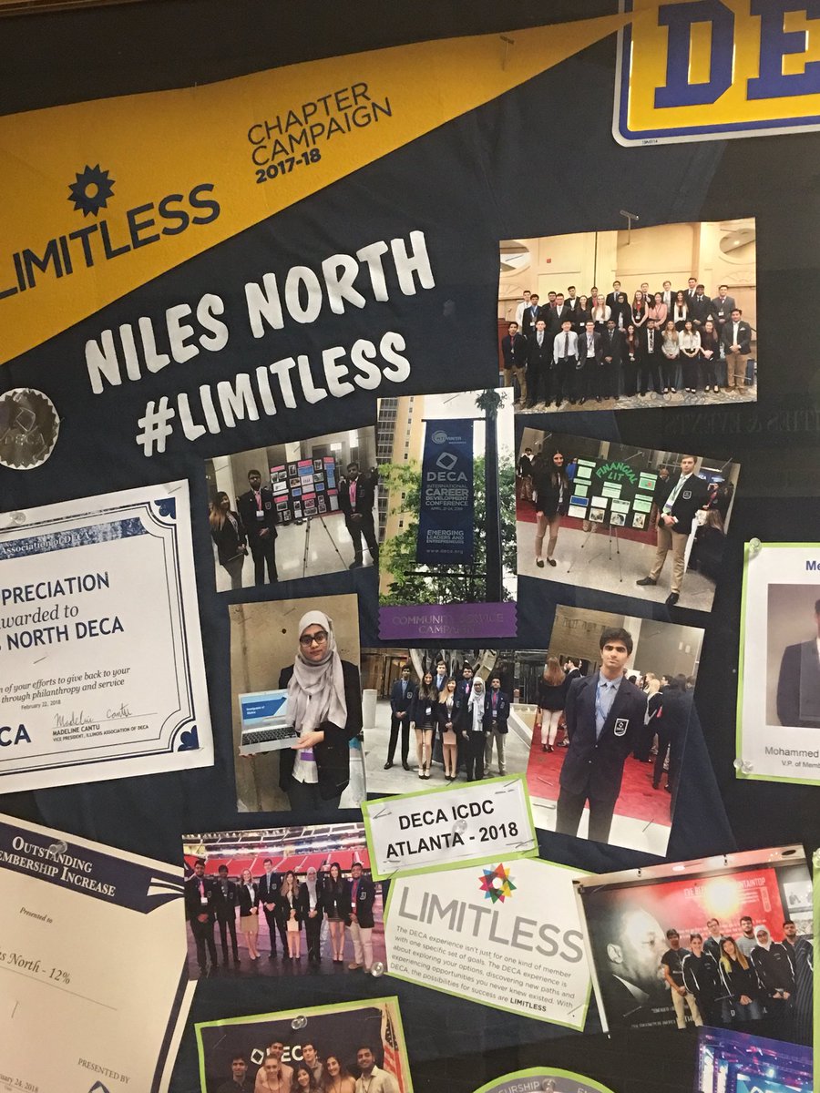 DECANilesNorth's tweet photo. Oh! The Places Youβll Go with #DECA #LIMITLESS #2018. Come by 1500 hallway to see where we soared this year. Pics from #ICDC2018 are up! Will miss #Classof2018 but we are #READYFORIT #2019 #Orlando @NTHSD219 @DECAInc @IllinoisDECA @NNVikings @NilesNActivity https://t.co/pvQkZapIUv