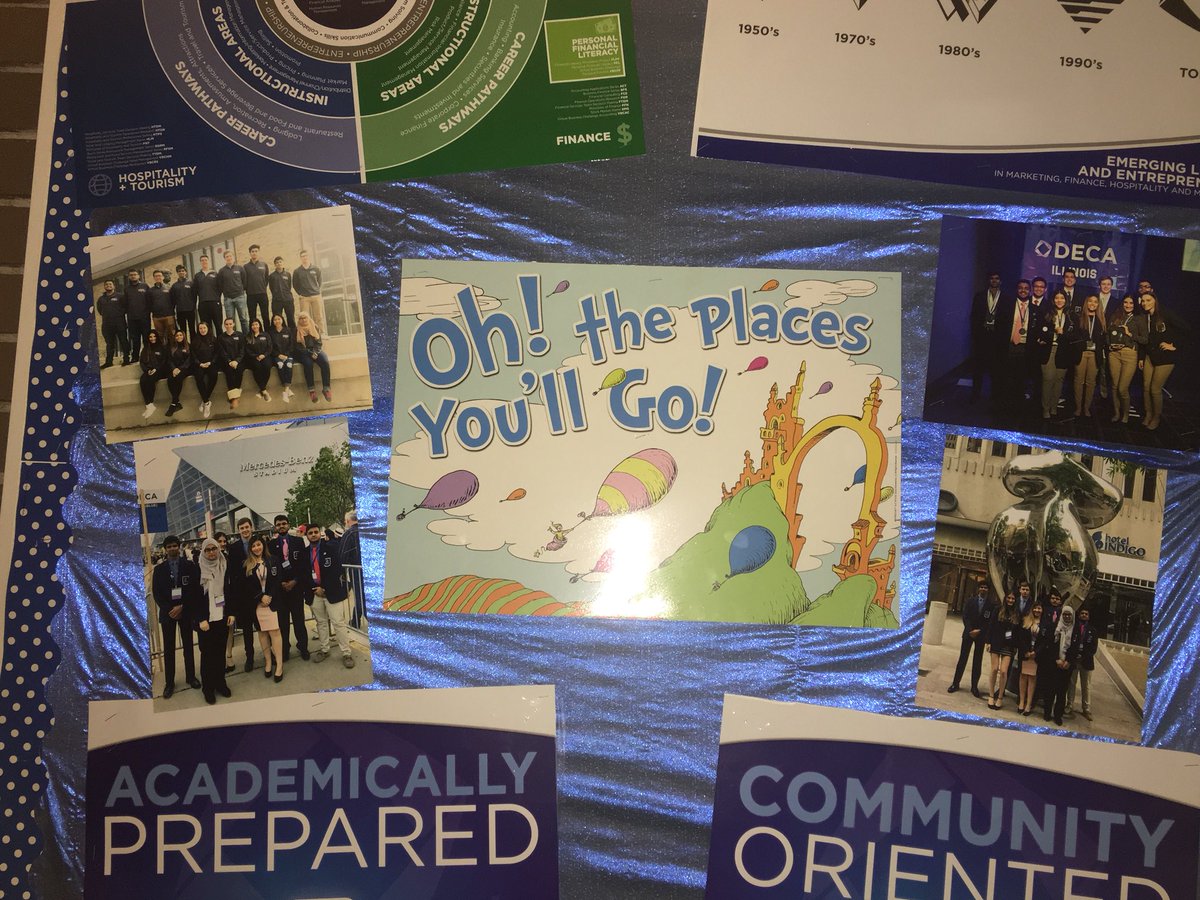 DECANilesNorth's tweet photo. Oh! The Places Youβll Go with #DECA #LIMITLESS #2018. Come by 1500 hallway to see where we soared this year. Pics from #ICDC2018 are up! Will miss #Classof2018 but we are #READYFORIT #2019 #Orlando @NTHSD219 @DECAInc @IllinoisDECA @NNVikings @NilesNActivity https://t.co/pvQkZapIUv
