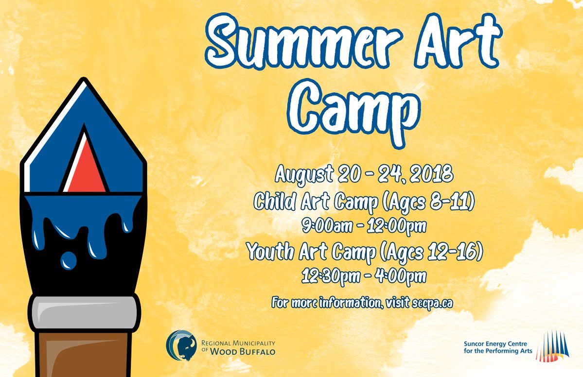 ArtsCouncilWB's tweet photo. Looking for children and youth arts activities in #RMWB this summer? Check out @SECPA_YMM 's Summer Art Camps, @SOS_YMM's Creative Roots Summer Camp, and @KeyanoTheatre's Drama Force! Registration required for all activities. #ymmarts #fortmcmurray #ymm #fortmac https://t.co/NO7v9F4vRG