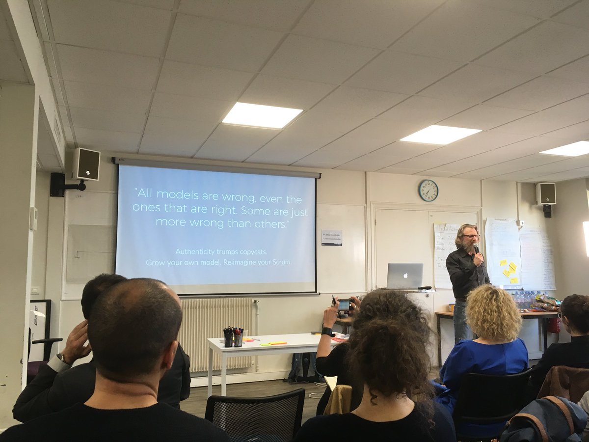 KatOsodrac's tweet photo. « All models are wrong, even the ones that are right. Some are just more wrong than others » @Ullizee @PurpleWiseAgile @XebiaFr #theFutureOfScrum https://t.co/xKu65JqzjJ