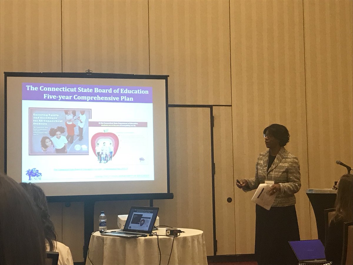 EbenMcknight's tweet photo. Charlene Russell-Tucker &amp; Kim Traverso presenting on CT statewide plan for Addressing Discipline and Disproportionality #NEPBIS https://t.co/lrKkYJWJap