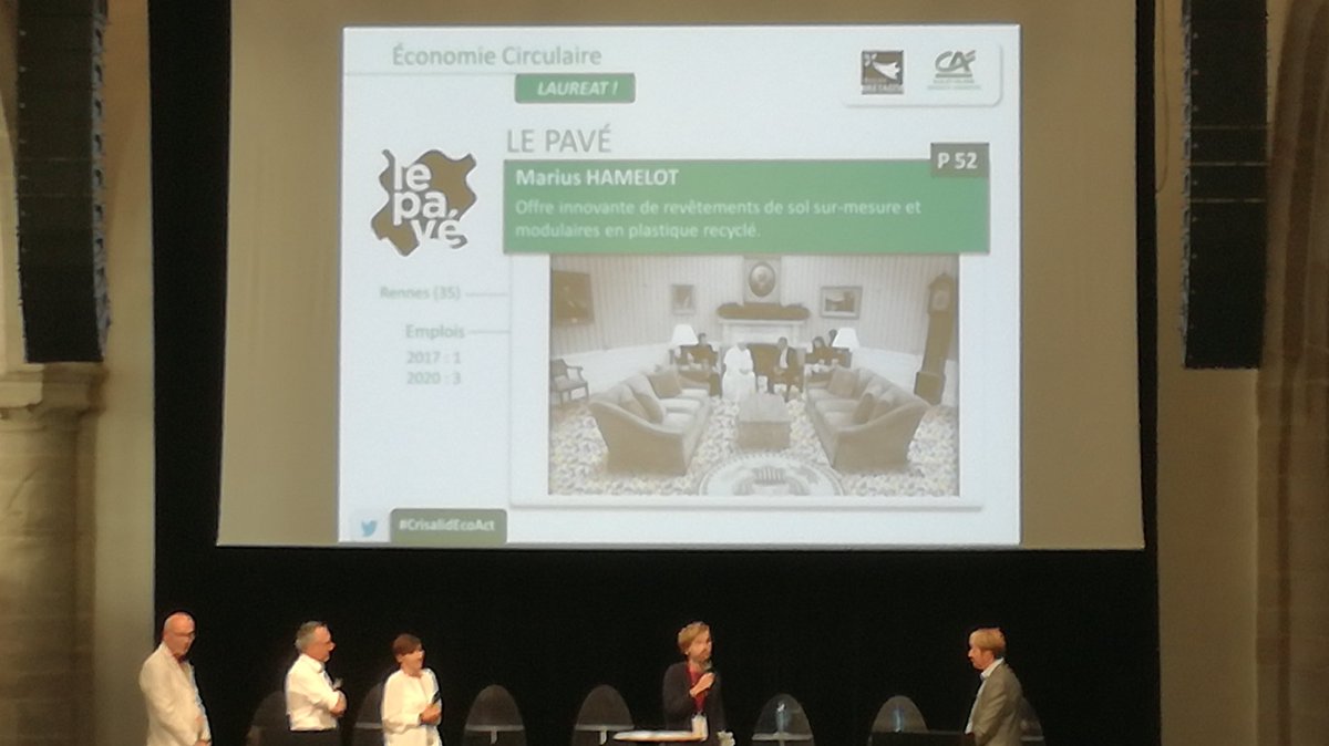ChesnelMagalie's tweet photo. #CrisalidEcoAct #ecocirculaire35 Bravo Marius  #LePave #Sasminimum Lauréat #EconomieCirculaire !!! https://t.co/149QbwlbhE