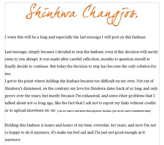 SHCJ_FRANCE's tweet photo. #SHINHWA CHANGJOS,
I warn this will be a long and especially the last message I will post on this fanbase.

Je préviens ceci sera un long et surtout le dernier que je posterai sur cette fanbase.

Goodbye 🧡🧡🧡🧡🧡🧡 https://t.co/pETZlMgnnm