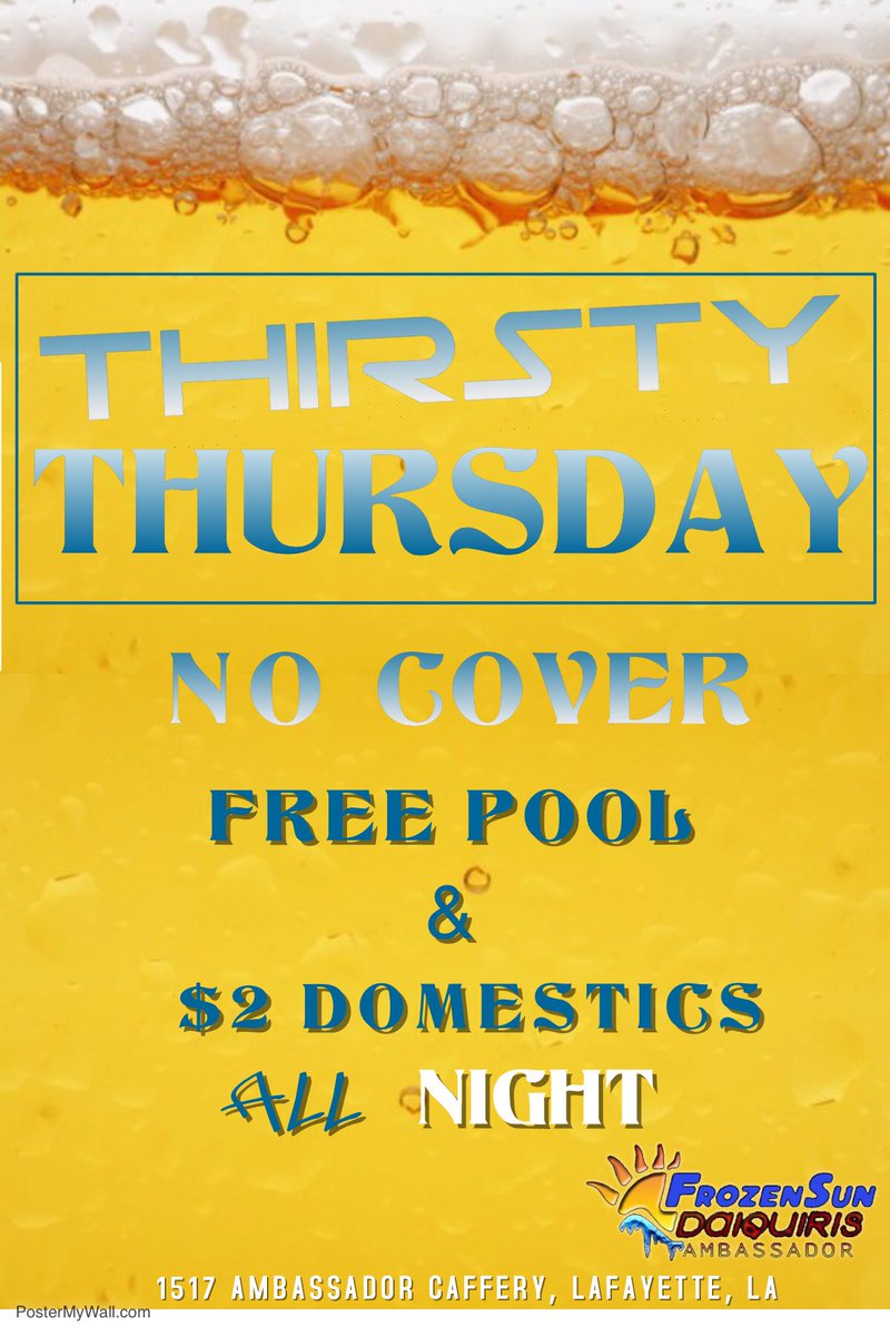 Frozen_SunAmbas's tweet photo. Grab yourself something cold and delicious because the summer is here. Join us tonight for Thirsty Thursday with Free Pool and $2 Domestics all night! @Go_Mr_Fantastic is behind the bar! https://t.co/x95UgSVydt