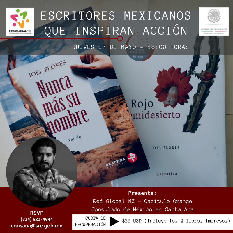 joelfloresl's tweet photo. Hoy a las 6 de la tarde estaré en @ConsulmexStaAna , California, hablaré de mis dos libros. Gracias, @terexalamexican por la invitación y por todo el trabajo que están logrando con @RedGlobalMX y @IME_SRE para destacar el trabajo de los mexicanos. https://t.co/CFFAhXx5N7