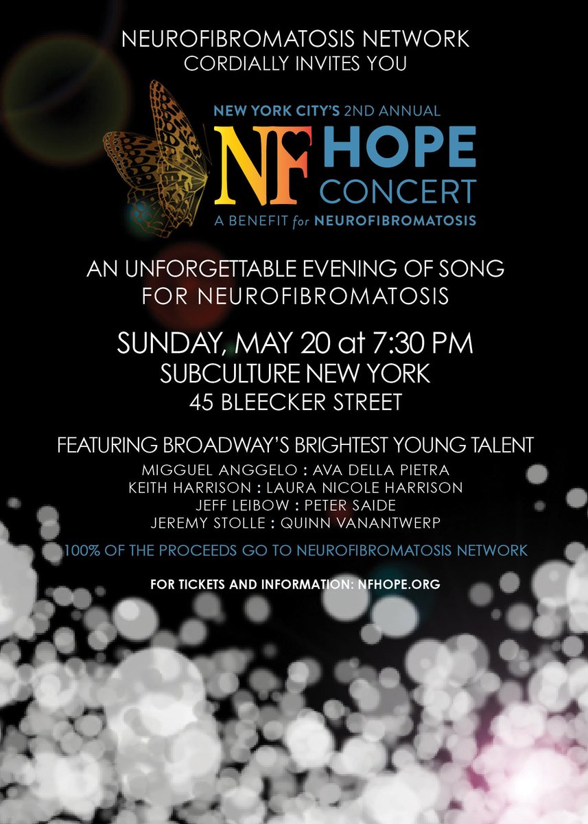 maddyTSTP's tweet photo. Hey @collinshughes here is an amazing benefit concert for Neurofibromatosis ft. performers from some of Broadway's most celebrated shows this Sunday @ Subculture! Is there anyway you could help spread the message? 100% of proceeds go to research for NF, https://t.co/LjBepAifnz https://t.co/T4Ia6oOEZ9